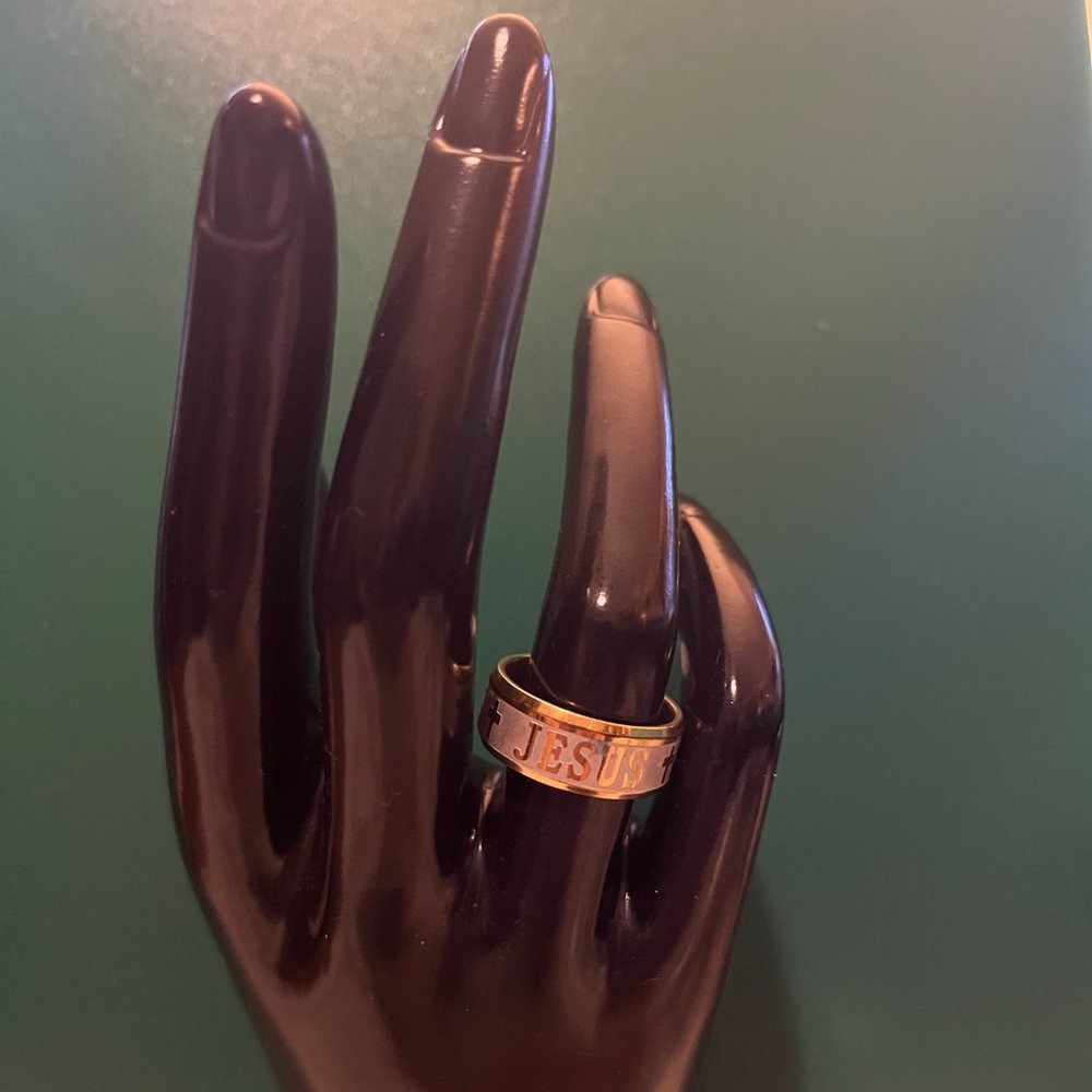 "Jesus" Stainless Steel Ring  Size 7